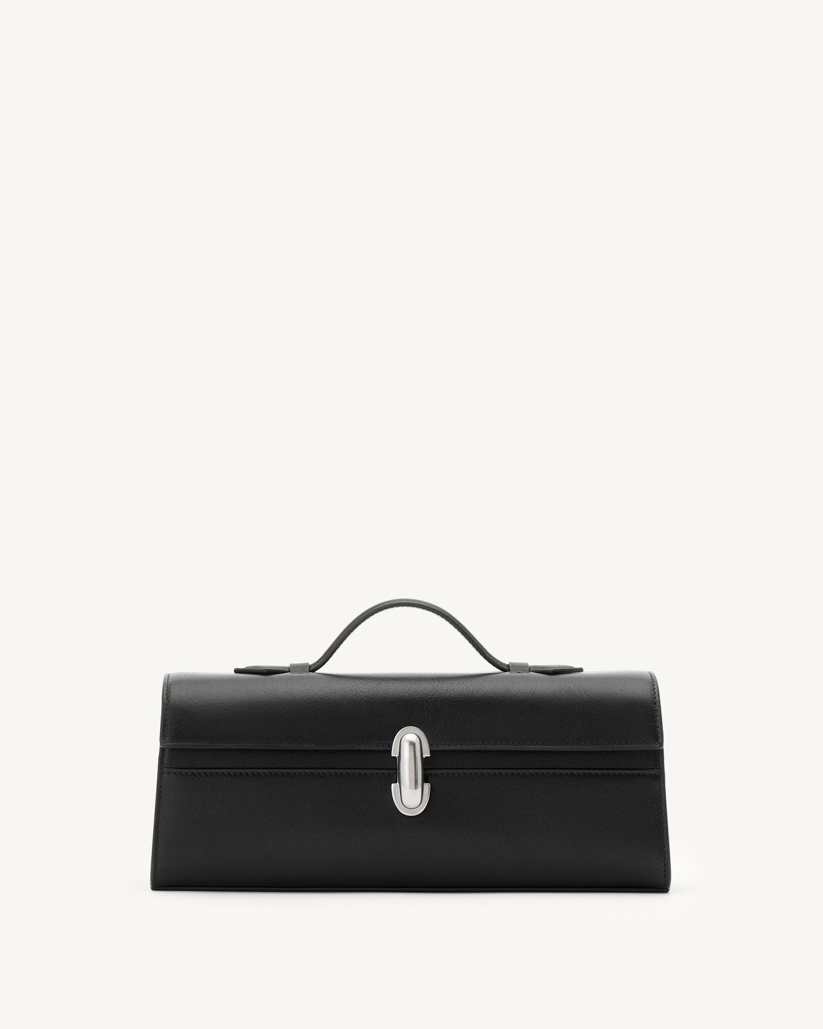 Slim Symmetry Pochette in Black Vintage Leather | Savette