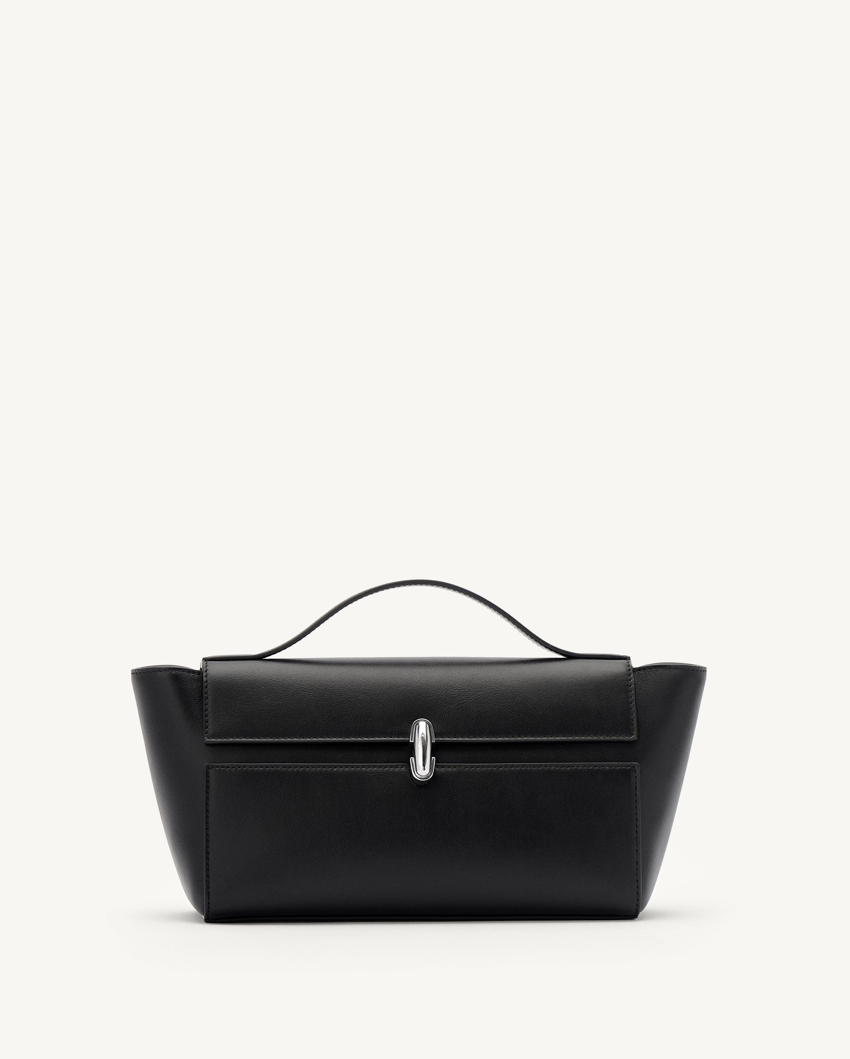 Symmetry Trapeze Pochette in Black Calfskin | Savette