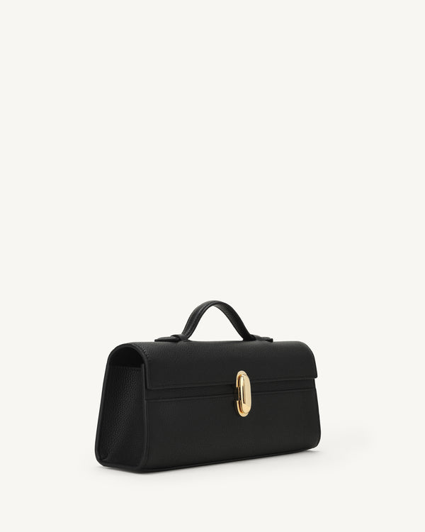 Slim Symmetry Pochette in Black Grained Leather