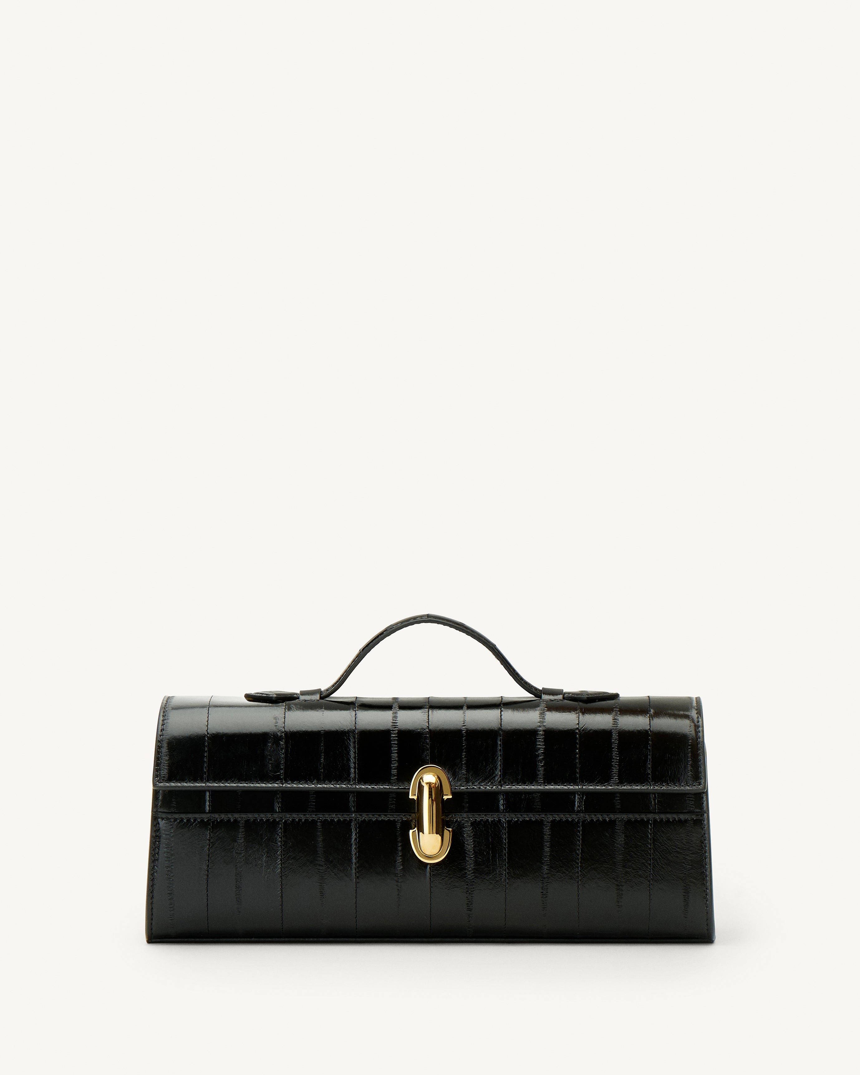 Slim Symmetry Pochette in Black Eel Leather | Savette