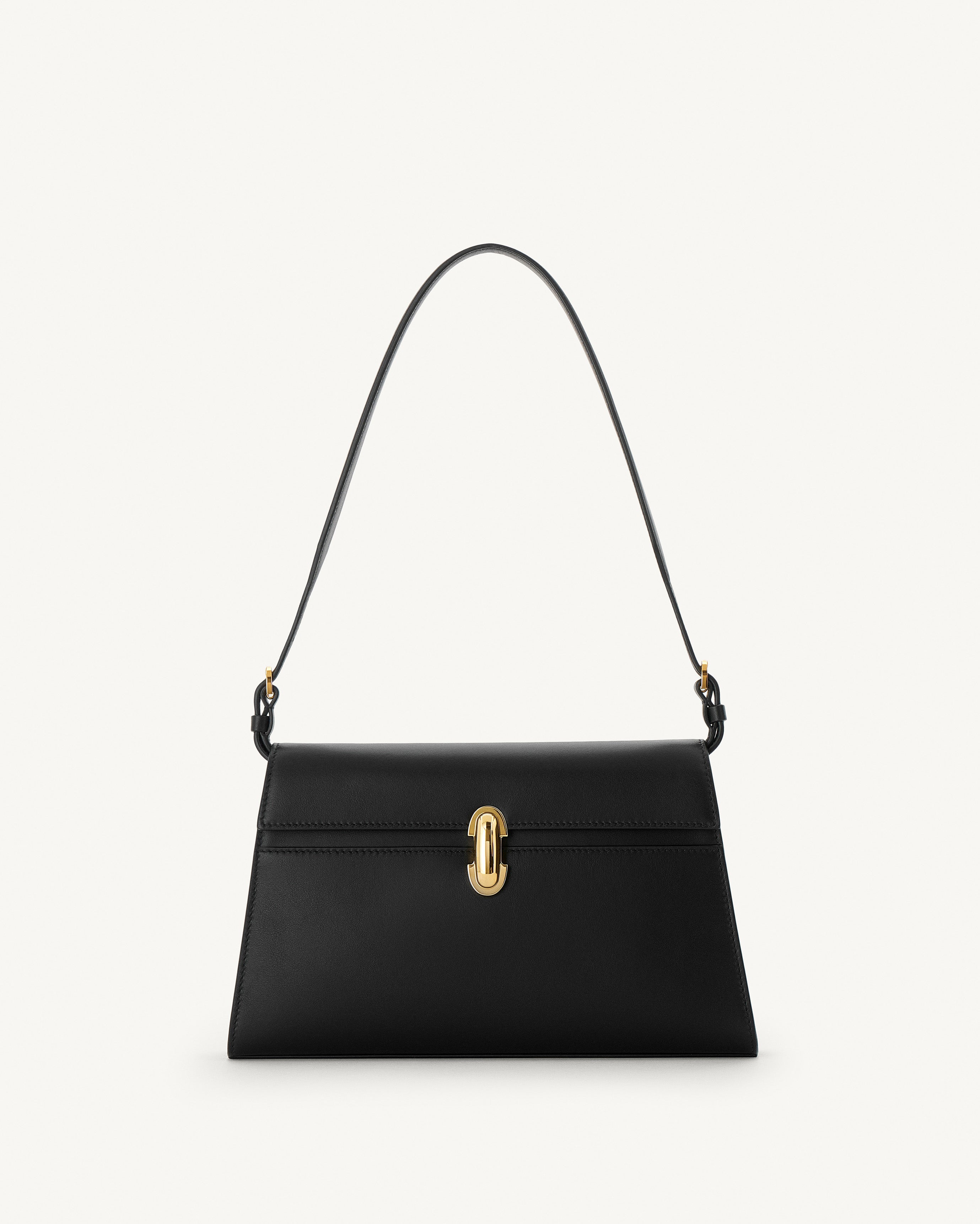 Symmetry Shoulder Bag in Black Calfskin | Savette