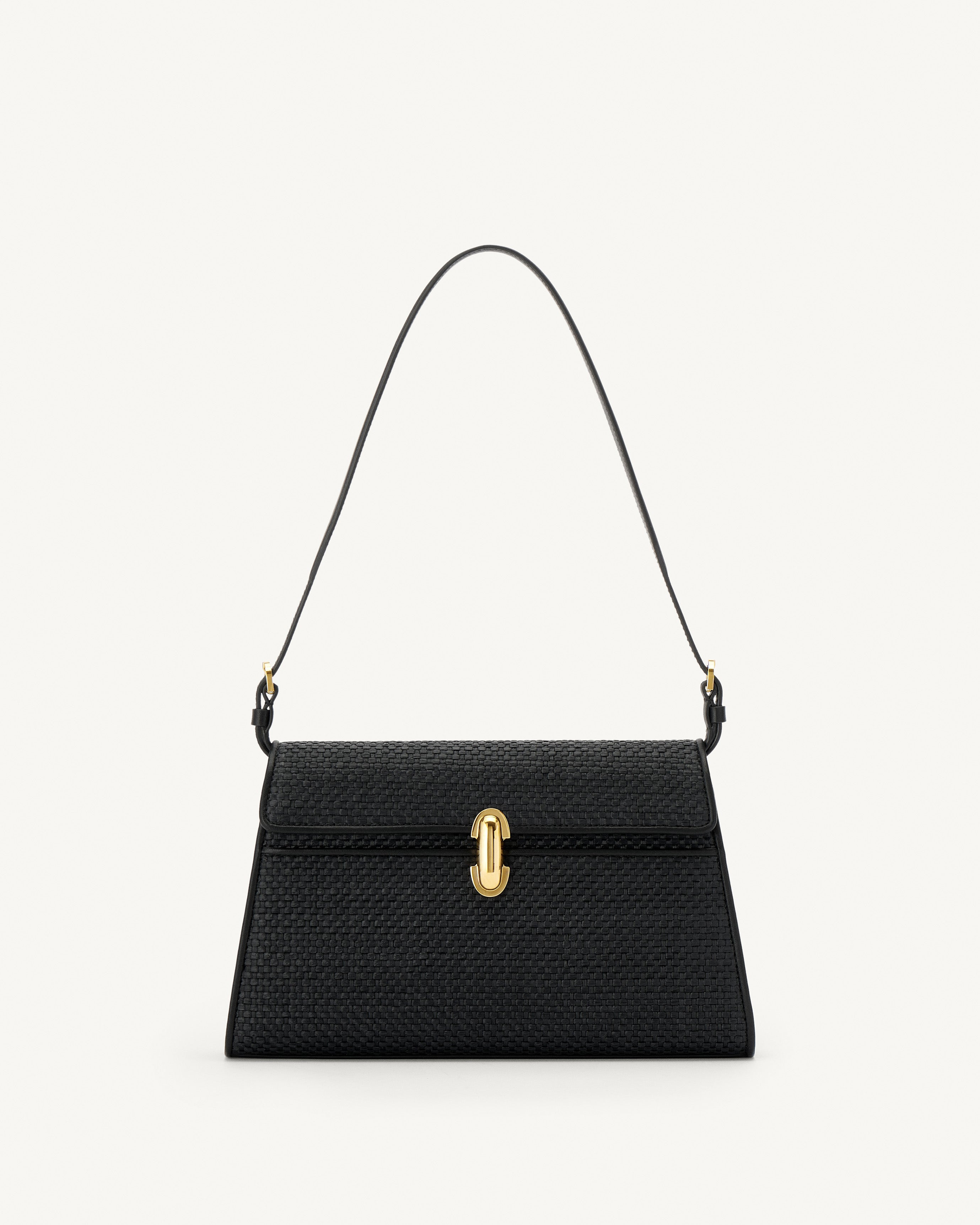 Symmetry Shoulder Bag in Black Raffia | Savette