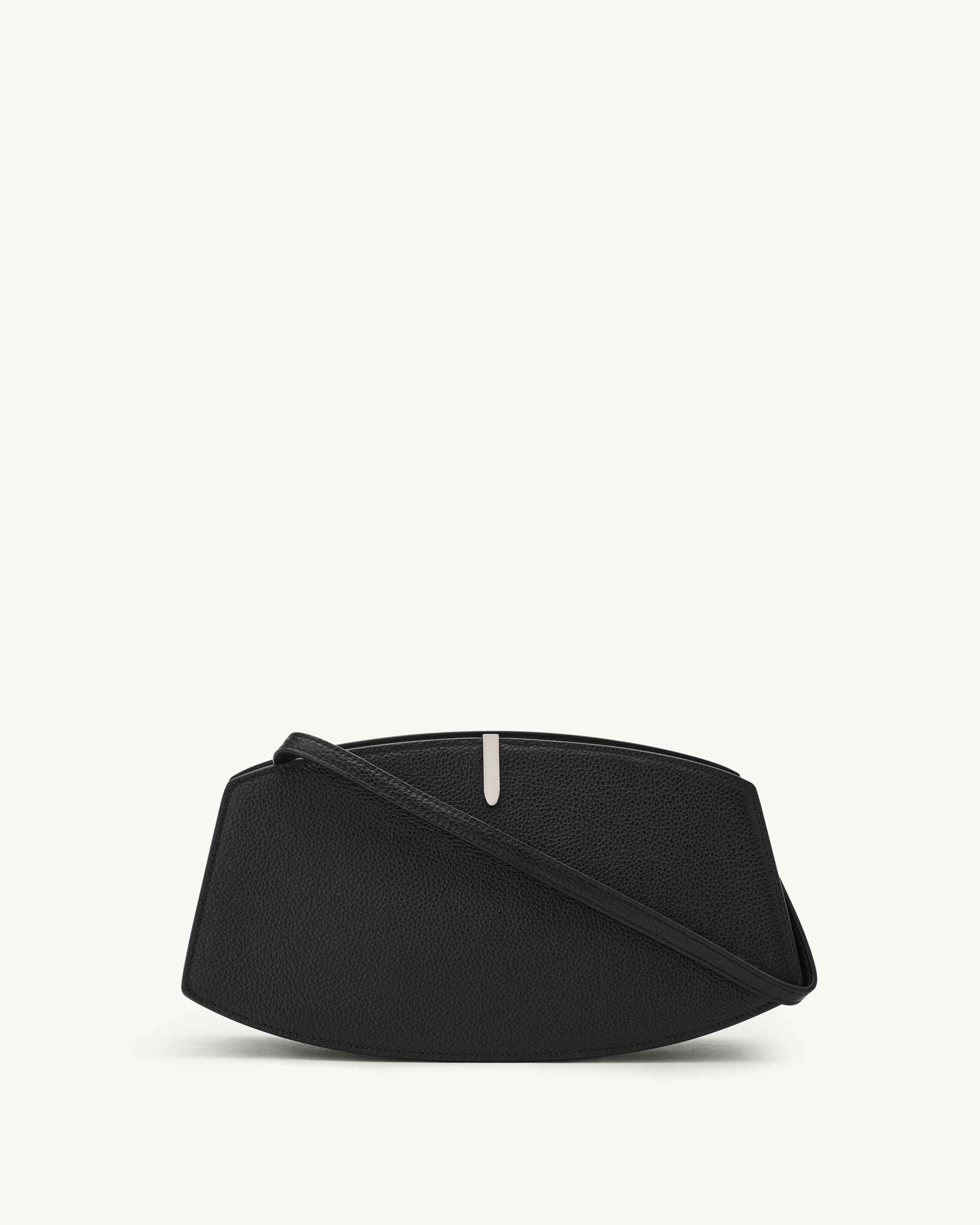 Florence Shoulder Bag in Black Grained Leather | Savette