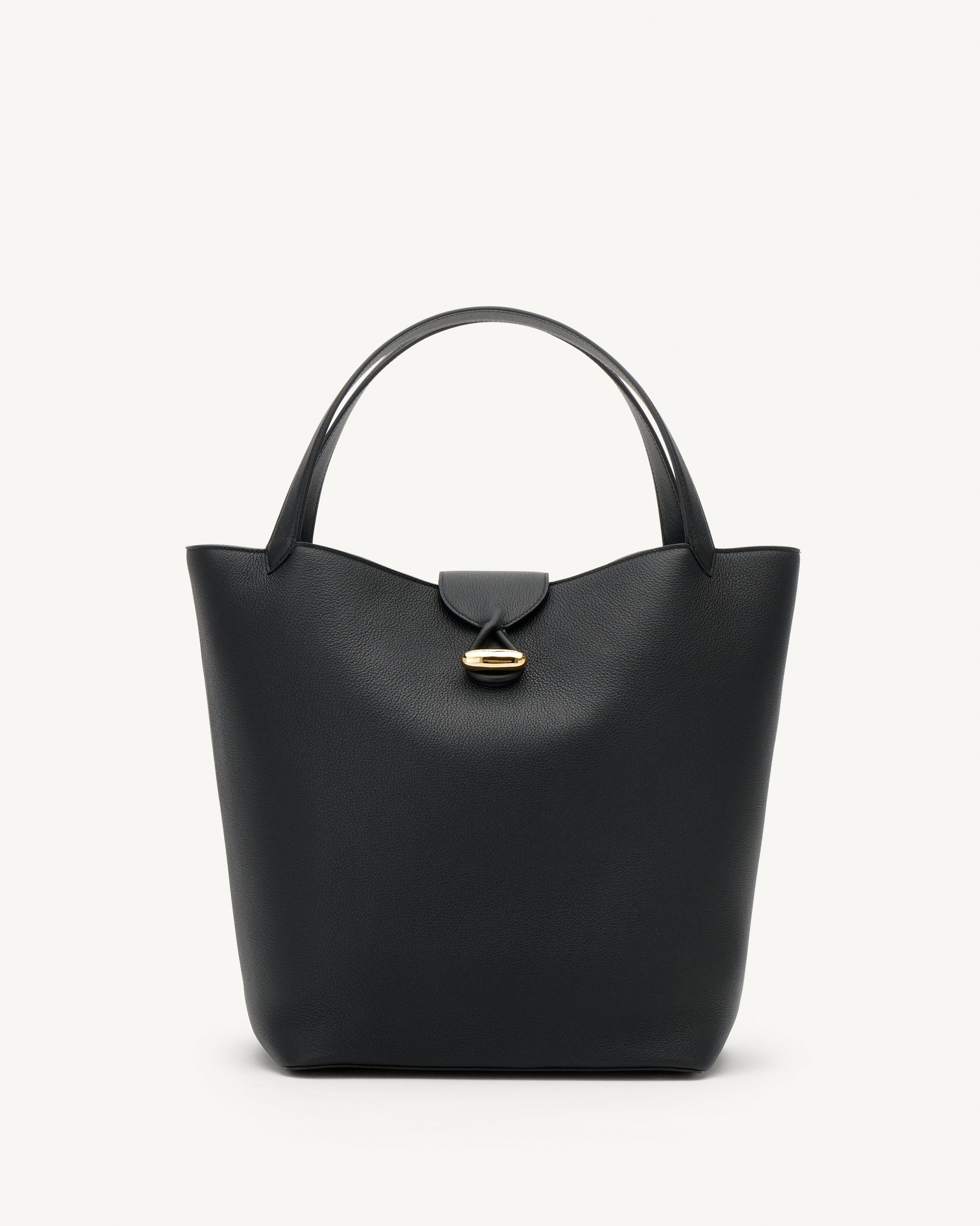 Anello Tote in Black Milled Leather | Savette