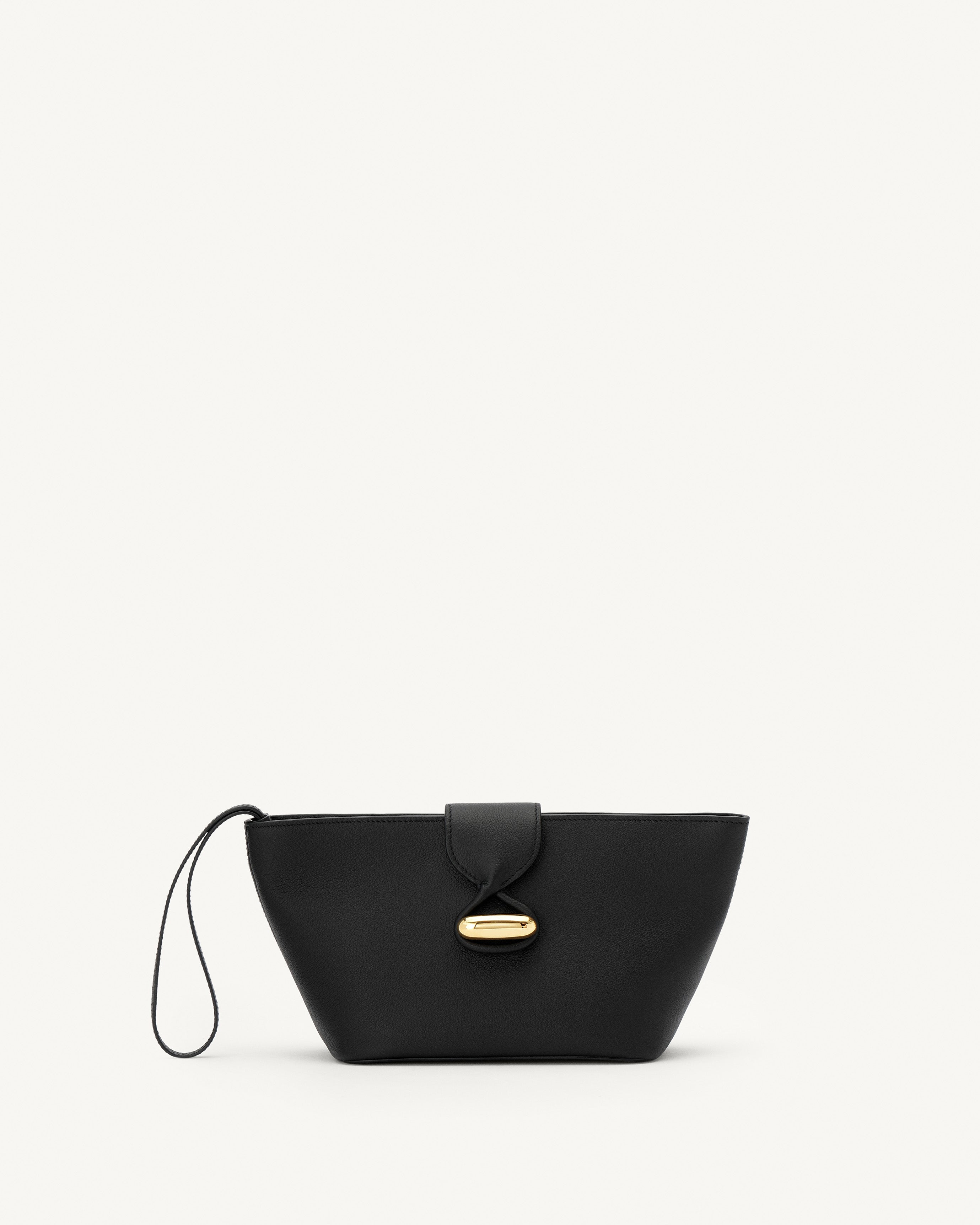 Anello Pouch in Black Milled Leather | Savette