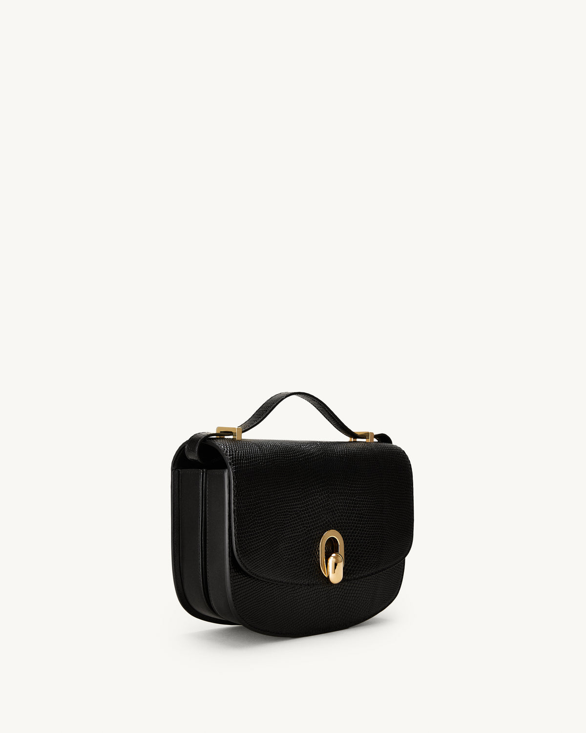 side view of the Tondo 22 handbag in Black lizard