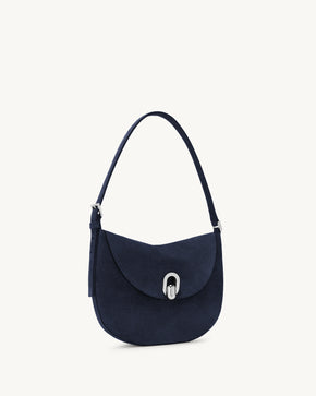 Small Tondo Hobo in Navy Suede