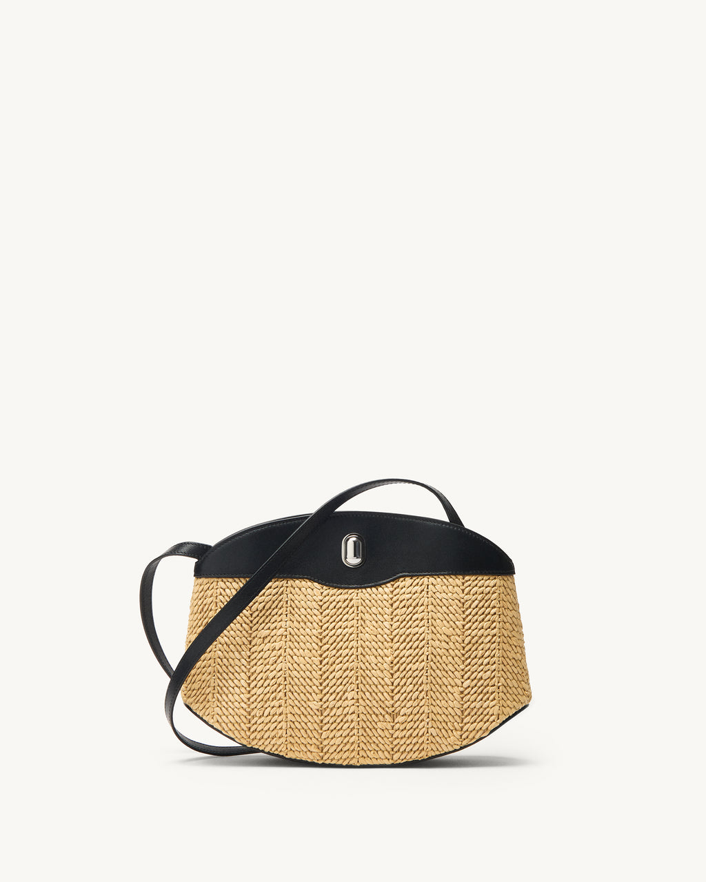 Tondo Crossbody in Black Raffia