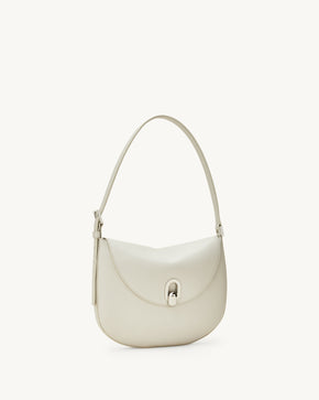 Small Tondo Hobo in Ivory Leather