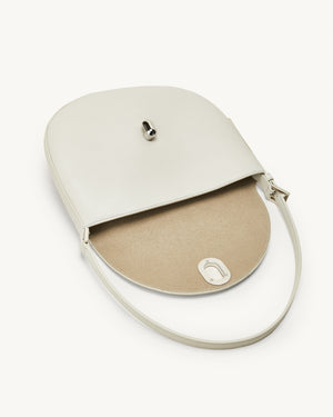 Small Tondo Hobo in Ivory Leather