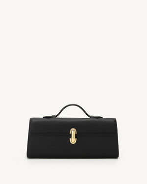 Slim Symmetry Pochette in Black Grained Leather