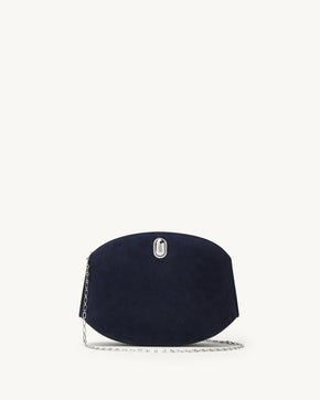 Tondo Chain Crossbody in Navy Suede