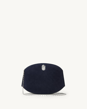 Tondo Chain Crossbody in Navy Suede