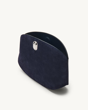 Tondo Chain Crossbody in Navy Suede