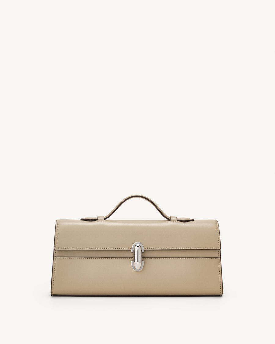 front view of the Slim Symmetry Pochette handbag in Bone leather 
