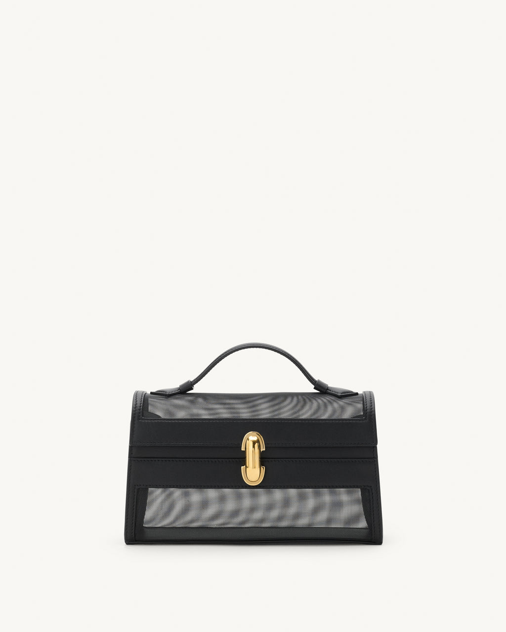 Symmetry Pochette in Black Mesh with Smooth Leather Trim