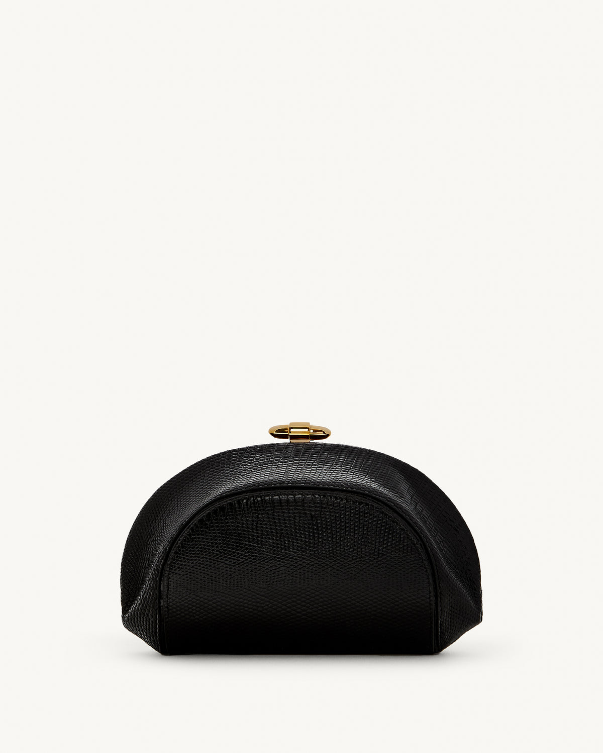 front view of the Sera Clutch in Black lizard