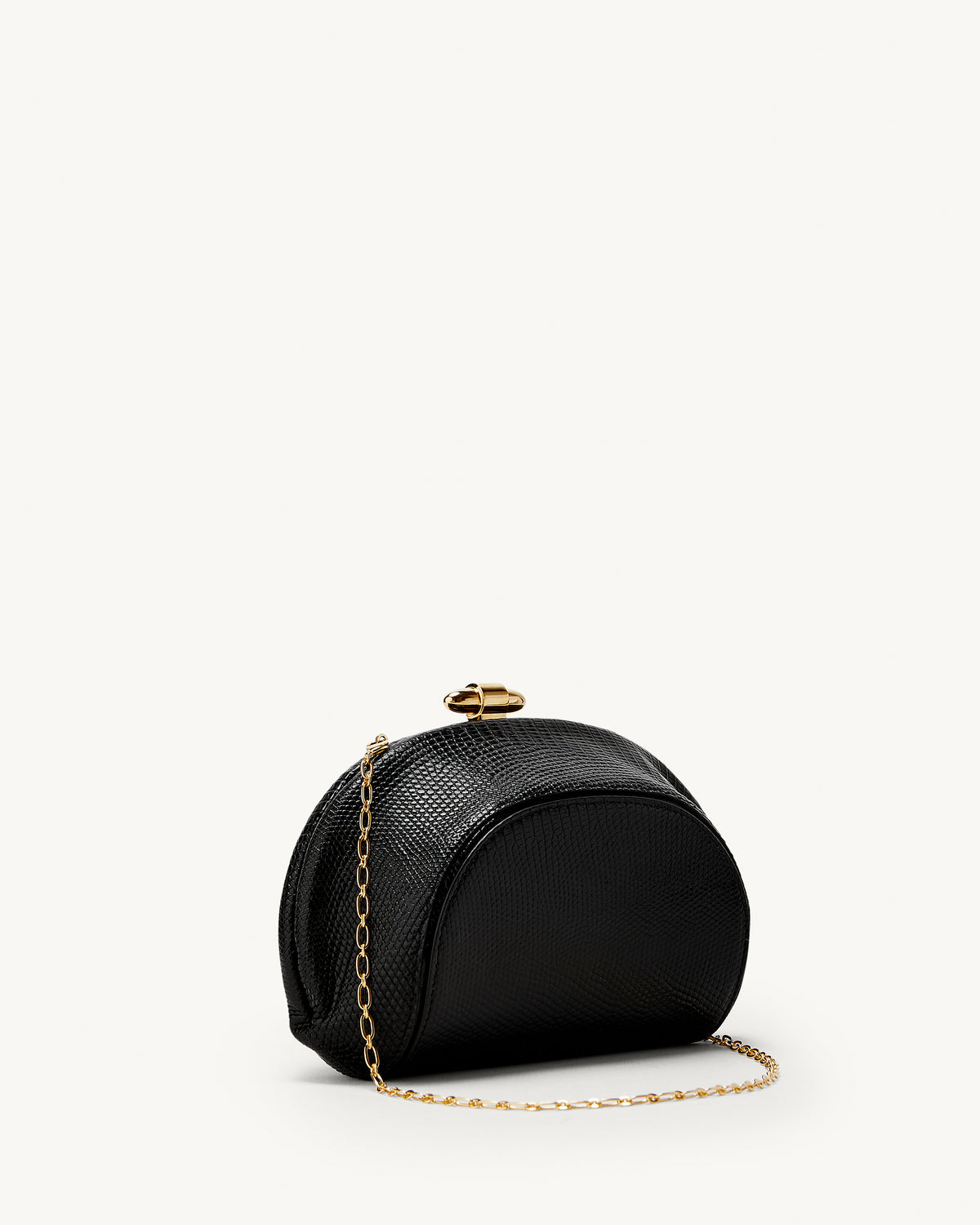 side view of the Sera Clutch in Black lizard