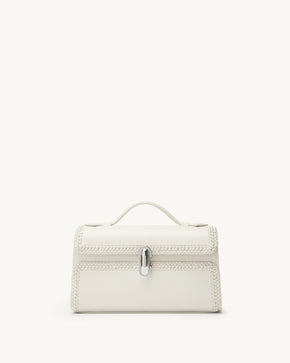 Symmetry Pochette with Woven Edge in Ivory Leather