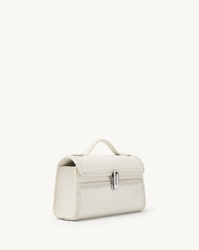 Symmetry Pochette with Woven Edge in Ivory Leather