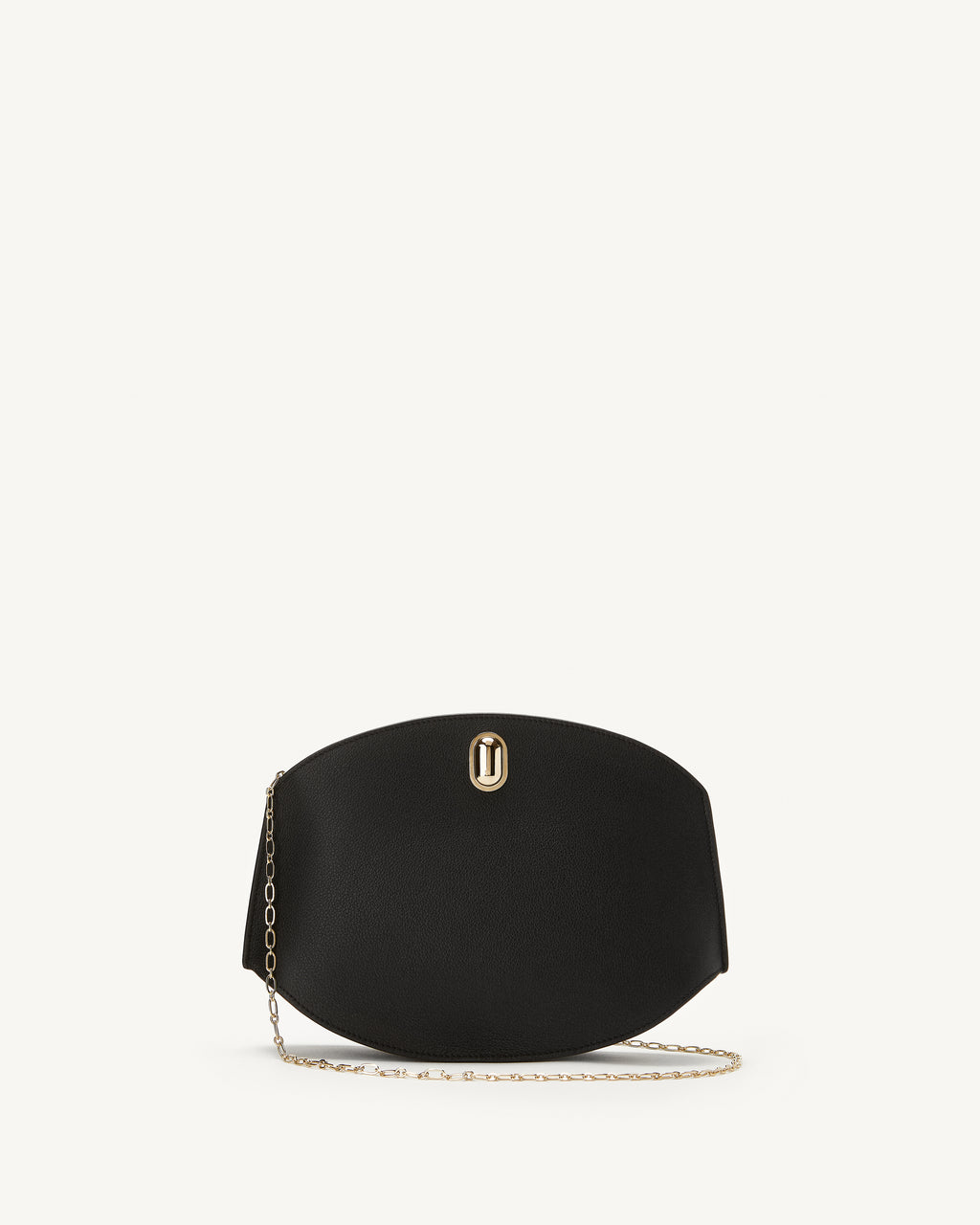 Tondo Chain Crossbody in Black Leather