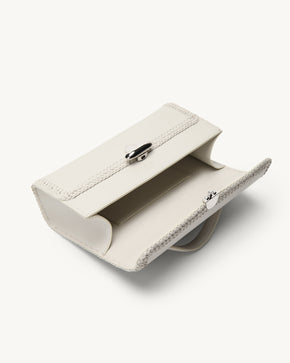 Symmetry Pochette with Woven Edge in Ivory Leather