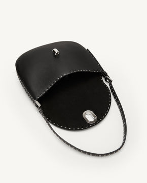 Small Tondo Hobo with Hand Stitch in Black