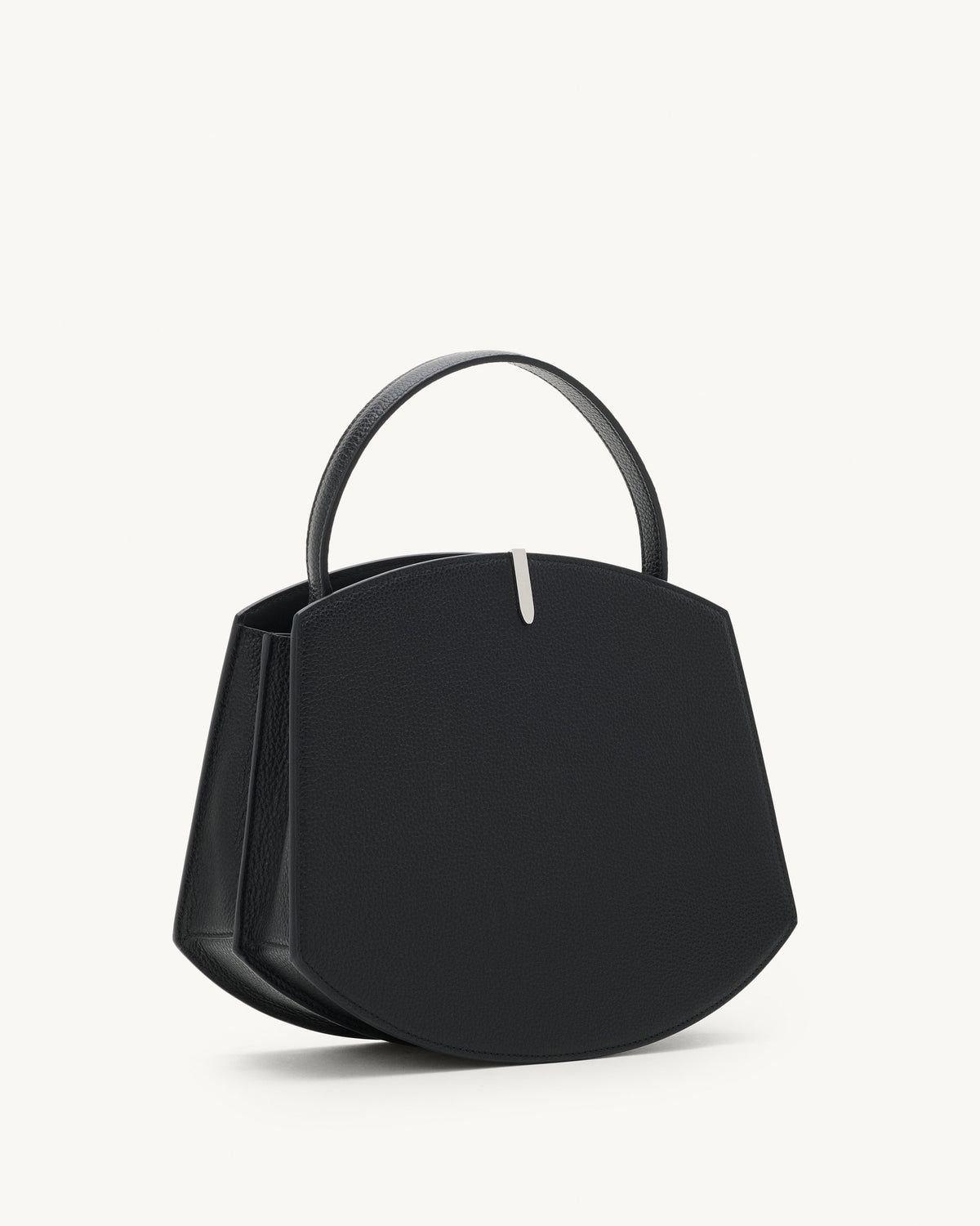 Side view of the Florence 25 Handbag in Black Grained Leather 