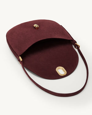 Small Tondo Hobo in Wine Suede