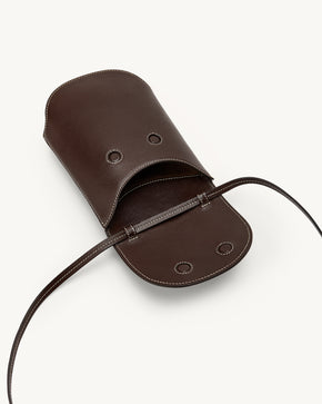 Tondo Pouch in Coffee Leather