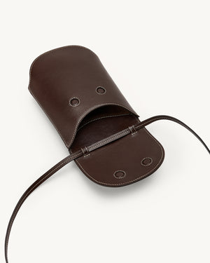 Tondo Pouch in Coffee Leather