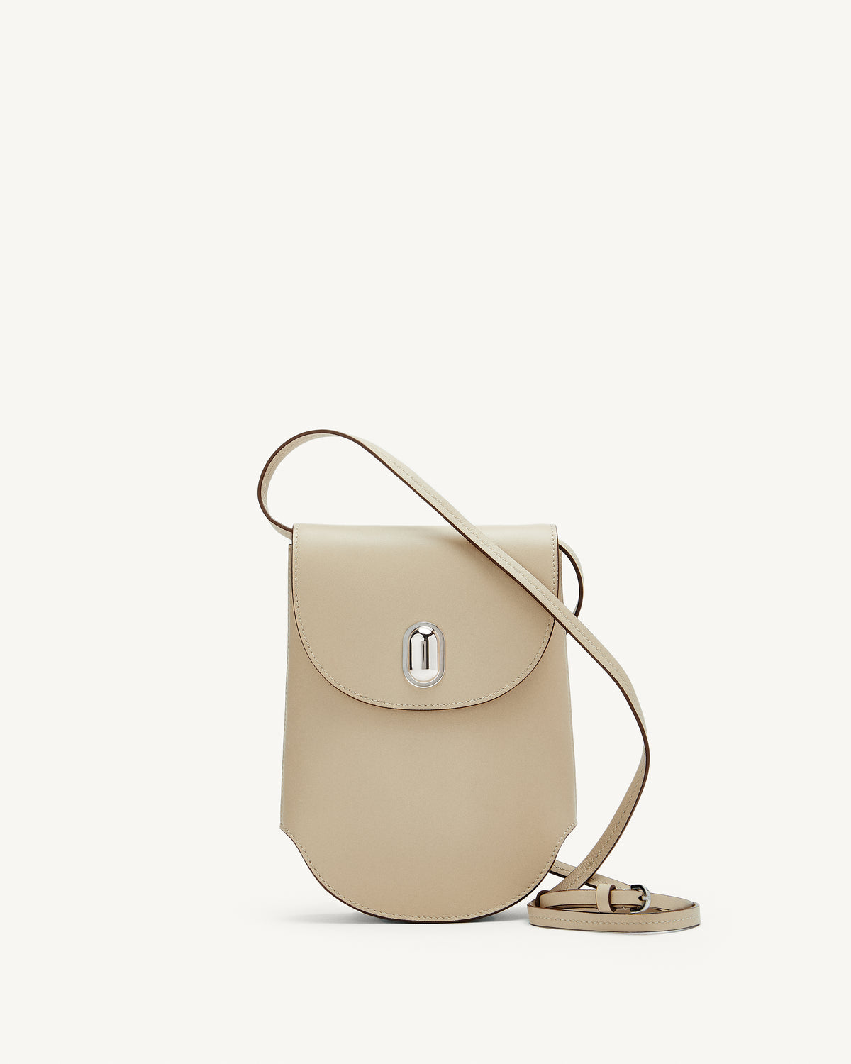 front view of the Tondo Pouch crossbody bag in Bone Leather 