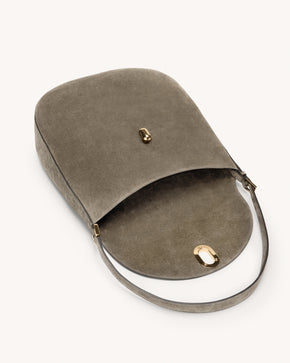 Large Tondo Hobo in Mink Suede