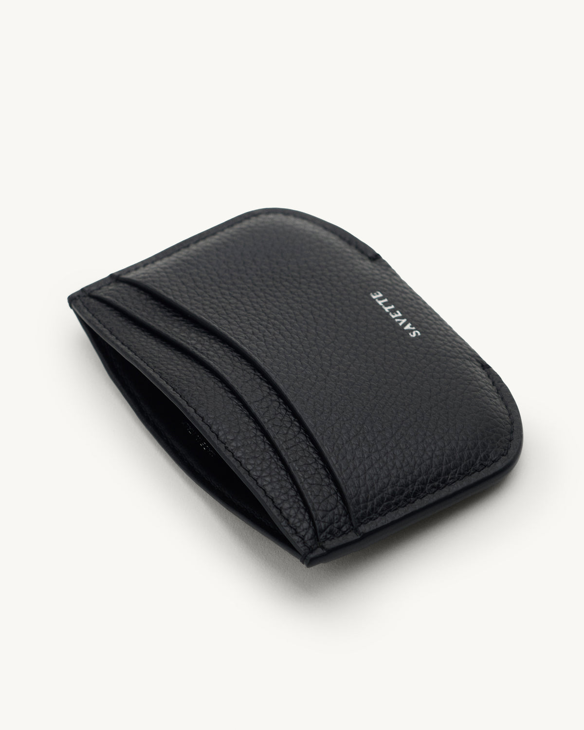 Inside view of the Card Holder in Black Grained Leather 