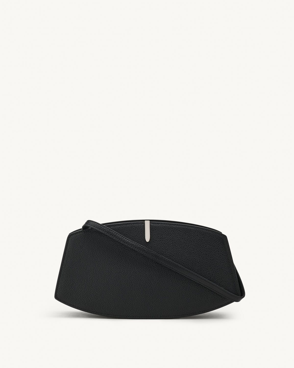 Front view of the Florence Shoulder Handbag in Black Grained Leather 
