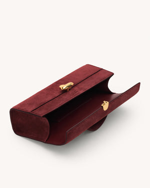 Slim Symmetry Pochette in Wine Suede