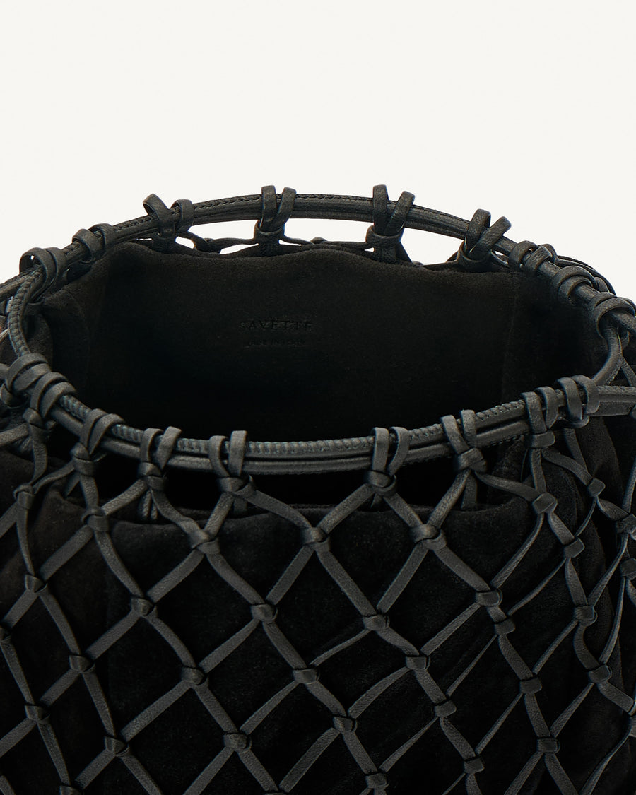 Macrame Pouch in Suede and Leather