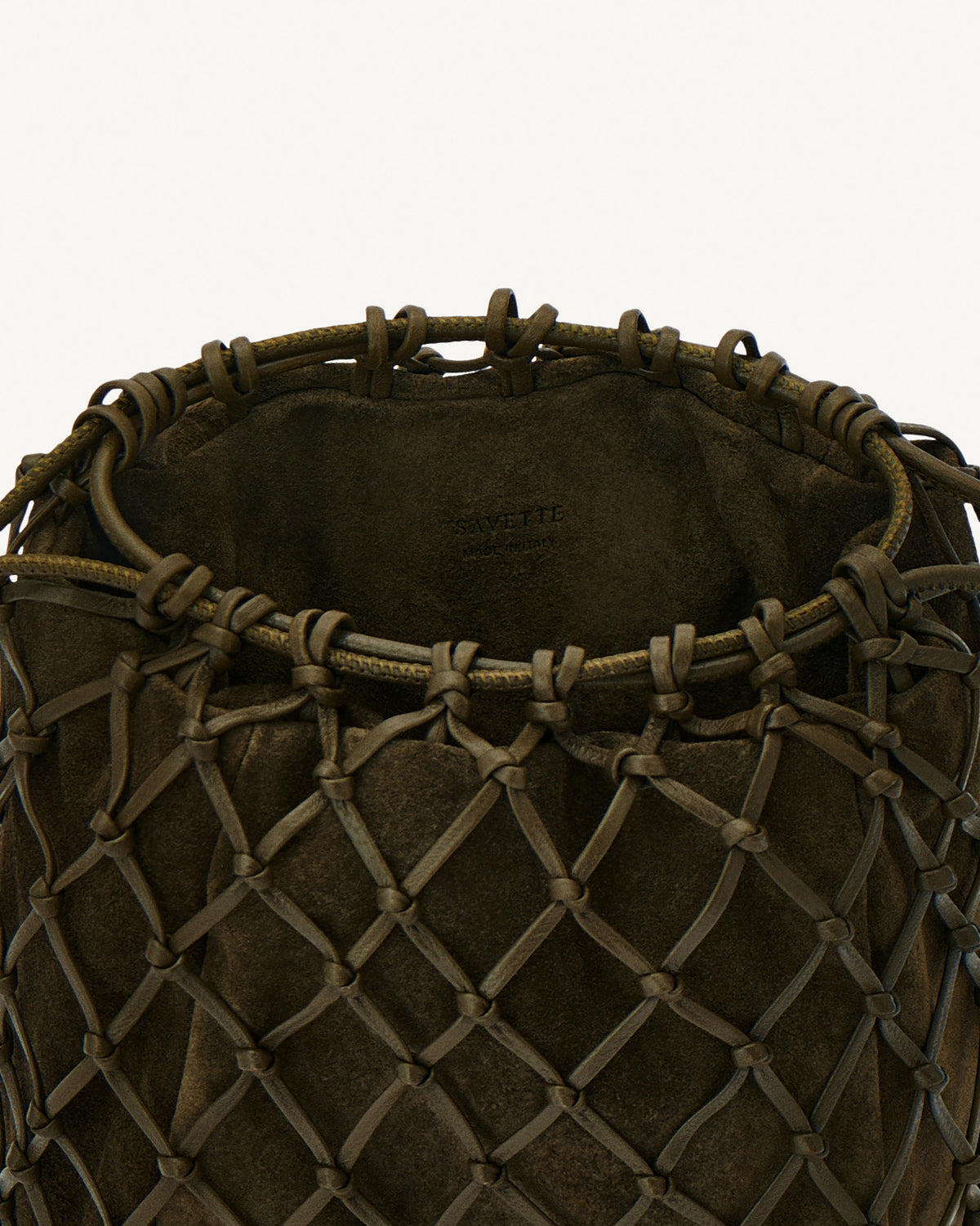 Macrame Pouch in Suede and Leather