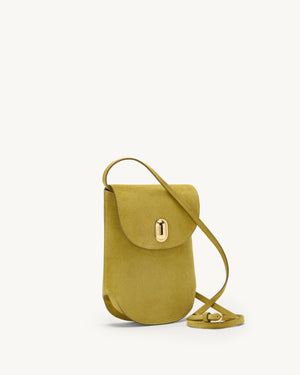 Tondo Pouch in Chartreuse Suede